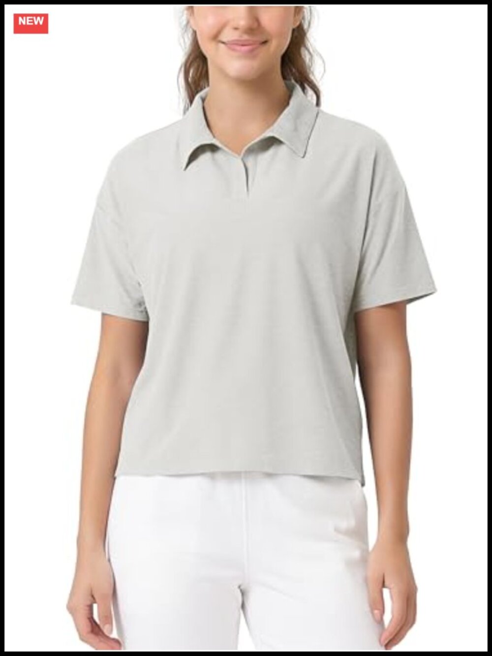 Women's Cropped Polo Shirt UPF 50+ Quick Dry Athletic Golf Top